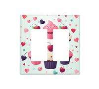 Cupcake Candy Hearts Sweet Wall Plates - Cubierta decorativa para interruptor de luz, 2 tomas de corriente, placa de interruptor eléctrico, cubierta de placa frontal termoplástica para dispositivo