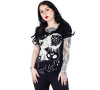 Cupcake Cult Goth Camiseta Midnight Kitty Punk Dibujos Animados Gato Blusa, Negro, S
