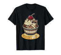 Cupcake Cute Kawaii Kitty Postre para Amantes de los Gatos Camiseta