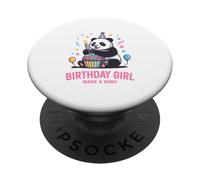 Cupcake de Panda con diseño de cumpleañera, pide un Deseo PopSockets PopGrip Adhesivo