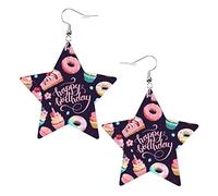 Cupcakes And Donuts2 Pendientes de cuero en forma de estrella Mujeres Niñas Pendientes colgantes simples Regalos para ella