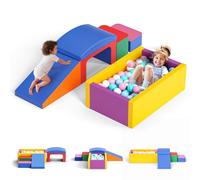 CUPCHID Bloques de Construcción de Espuma para Niños, Grandes Bloques de Construcción de Espuma Gigantes para Niños, Juguetes Educativos Preescolares para Gatear y Escalar (Arcoiris-Piscina Bolas)