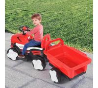 CUPCHIDTractor eléctrico para niños con Remolque, Tractor de Viaje con Luces LED, música, Funciones USB, Carga de 50 kg, para niños de 1 a 4 años (Rojo-Tractor)
