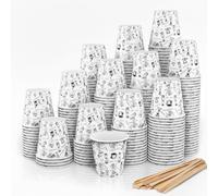 CupCup 280 Vasos Carton Desechables para Café Espresso 110 ml con Agitadores de Madera para Café Para Llevar