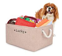 Cuperay Juguetero personalizado para perros con nombre, cesta plegable para juguetes con asa de algodón, caja para organizar juguetes y accesorios de mascotas(Rosa)