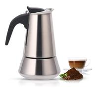 CUPERINOX® CAFETERA ITALIANA INDUCCIÓN 10 TAZAS ACERO INOXIDABLE - Compatible con Gas, Vitrocerámica y Lavavajillas - Mango Anticalor - Uso Diario
