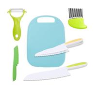 CUPERINOX Cuchillos Niños | Juego de Cuchillos Infantiles de 8 Piezas | Kit Cocina Método Montessori Aprendizaje +2 Años | Incluye Tabla de Cortar, Pelador y Cuchillo de Madera (8)