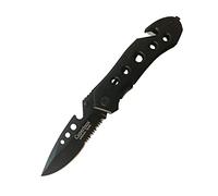 CUPERINOX Navaja Plegable Multiusos - Hoja de Acero Inoxidable 80 mm (Filo Liso + Serrado), Punta Rompevidrios, Apertura Rápida, Clip de Cinturón, Herramienta para Camping, Caza, Pesca y Supervivencia