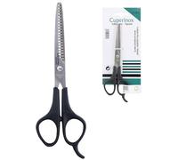 CUPERINOX Tijeras peluqueria profesional 16,5cm | Tijeras entresacar dentadas vaciar pelo texturizar cabello | Barbero estilista hombre mujer | afiladas acero inoxidable | Uso doméstico y salón