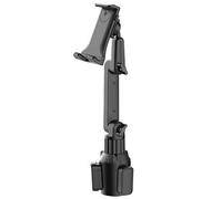 Cupholder Tablet Mount - Secure Metal Stable Handle, Reinforced Grip Silicone Clips Stand, Long Extension Arm 270 Tilt Phone Cradle, Triangular Base Rear Facing Laptop Dock - For Truck Car RV Van