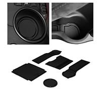 CupHolderHero Compatible con Nissan 370Z Accesorios 2009-2020 Premium Interior antideslizante anti polvo portavasos Insertos de cubierta de consola central, forros de bolsillo de puerta juego de 5 piezas (negro sólido)