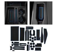 CupHolderHero Fits with Ford F150 Accessories 2021-2023 Premium Custom Interior Non-Slip Anti Dust Cup Holder Inserts, Center Console Mats, Door Pocket Liners 38pc Set (Bucket SuperCrew) (Blue Trim)