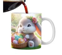 Cupi de café de Pascua, taza de café de Pascua | Taza de café de cerámica con conejito de dibujos animados | Taza de 350 ml de leche, graciosas tazas de fiesta del conejito de dibujos animados para