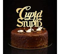 Cupid Is Stupid - Decoración para tartas de aniversario de boda, diseño de silueta rústica para novia y novio, decoración para tartas de compromiso, regalos de compromiso, oro de 6 pulgadas