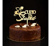 Cupid Is Stupid - Decoración rústica para tartas de boda con silueta personalizada para novia y novio, decoración para tartas de boda, compromiso, regalos de compromiso para pareja, color dorado, 6