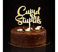 Cupid Is Stupid - Decoración rústica para tartas de compromiso y boda, diseño rústico de Mr And Mrs, silueta personalizada para novia y novio, decoración de boda, despedida de soltera, fiesta, regalos