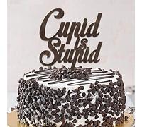 Cupid Is Stupid Mr & Mrs - Decoración para tartas de aniversario de boda, silueta personalizada de país Mr & Mrs, decoración para tartas para boda, despedida de soltera, fiesta, regalos de boda para