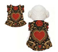 Cupids & Red Heart in Gold Frame Print Pet Skirt - Linda ropa para perros pequeños, ropa de perro para Navidad y Acción de Gracias