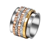 Cupimatch Anillo de ansiedad para la ansiedad: anillo giratorio ajustable de tres bandas, anillo giratorio para alivio del estrés para mujer, acero inoxidable plateado, one size, Acero inoxidable, Sin