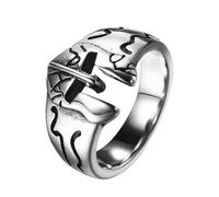 Cupimatch Anillo de máscara de condena: anillo gótico de acero inoxidable para hombre con patrón de armadura estilo punk, Acero inoxidable