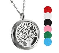 Cupimatch Collar Árbol de la Vida Colgante de Acero Inoxidable con Forma de Perfume de Aromaterapia, difusor de Aceite Esencial