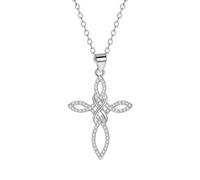 Cupimatch - Collar de cruz cristiana infinito, collar para mujer, colgante de cruz celta, circonio, ajustable, elegante, regalo bautismo, día de la madre