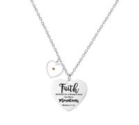 Cupimatch Collar de fe de semillas de mostaza, acero inoxidable, dorado | Collar de fe con semillas de mostaza, colgante de corazón de acero inoxidable, versículo bíblico grabado, regalo cristiano