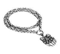 Cupimatch Collar de garra de lobo vikingo para hombres: acero inoxidable nórdico garra colgante con cadena bizantina 61 cm vintage pesada cadena para hombre Rock Punk Amuleto joyas para hombre, plata