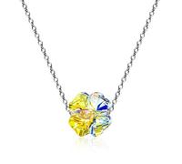 Cupimatch Collar de plata para mujer, cadena de cristal, corazón, castillo, pétalos, luna, pentagrama, regalo para San Valentín, Navidad, Día de la Madre, Cristal, Swarovski
