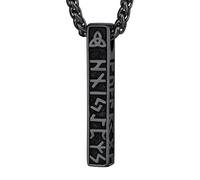 Cupimatch Collar de runa vikinga celta: colgante de amuleto nórdico con símbolo de acero fundido, regalo de joyería pagana de acero inoxidable negro para hombres, Acero inoxidable, No es una piedra