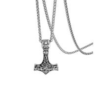 Cupimatch - Collar de urna con martillo de Thor negro, colgante de recuerdo de acero vikingo, cenizas de pelo memoria, joya de duelo hombre, regalo padre marido cumpleaños, PROMEDIO, Acero inoxidable
