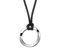 Cupimatch - Collar para hombre de acero inoxidable: collar colgante Möbius cuerda de cera de plata redonda ajustable, longitud de la cadena 61 cm - Regalo para hombre, cumpleaños y día del padre