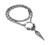 Cupimatch - Collar para hombre de acero inoxidable: collar vikingo con cadena bizantina, longitud de la cadena, 60 cm, regalo para hombre, cumpleaños y día del padre, Acero inoxidable