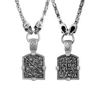 Cupimatch - Collar para hombre de acero inoxidable, diseño de San Jorge Dragón pesado, cruz con colgante de escudo cruzado, cadena bizantina de 70 cm punk rock - regalo del día del padre, moyenne