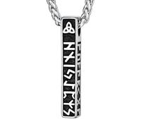 Cupimatch - Collar para hombre vikingo celta: colgante de runas de acero inoxidable, 60 cm, joya nórdica estilo punk - regalo del día del padre, moyenne, Acero inoxidable, Sin gema
