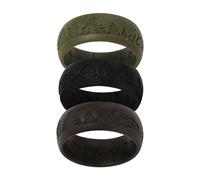 Cupimatch Juego de anillos de silicona para hombre: paquete de 3 bandas de árbol de montaña con ventilación cruzada, anillos de goma seguros para el gimnasio para hombres (tamaño: 8), Silicona, Sin