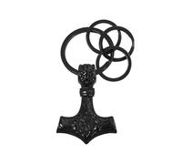 Cupimatch - Llavero para hombre viking Mjölnier: martillo de Thor de acero inoxidable con símbolo Vegvísir - accesorio masculino estilo nórdico - regalo padre, hijo, cumpleaños, Navidad, Negro , M