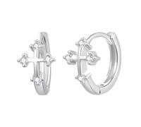 Cupimatch - Pendientes de cruz con colgante de circonita dorada 925, plata, hipoalergénicos fe cristiana, joya religiosa elegante, regalo de Pascua bautismo para mujer y niña, Promedios, Acero