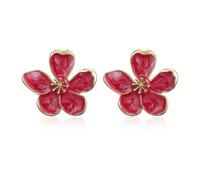 Cupimatch - Pendientes de flores grandes, diseño de flores doradas, gran tamaño, joya floral elegante para cenas, regalo para el día de la madre, Metal