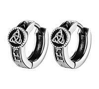 Cupimatch Pendientes vikingos para hombre de aro, compás y runas pendientes Huggie con sello en noruego - Joyas pendientes Abbracero como Amuleto de acero inoxidable, Acero inoxidable, Sin piedra