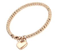 Cupimatch Pulsera de bolas para mujer, acero inoxidable, colgante de corazón, símbolo de infinito, bola de perlas, pulsera de muñeca, regalo para el día de la madre, 19.5 centimeters, Acero inoxidable