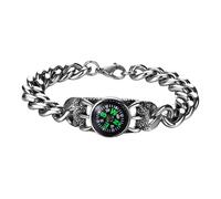 Cupimatch Pulsera de hombre con diseño de ojo de tigre y lobo, cadena de eslabones cubanos de acero inoxidable con dije de garra, pulsera ajustable para Halloween, one-size, Acero inoxidable, No es