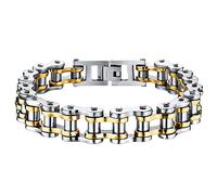 Cupimatch Pulsera Hombre Biker Acero Inoxidable Motocicleta Punk Rock Enlace Regalo Cumpleaños Joyería de Moda