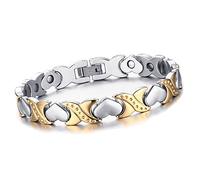 Cupimatch Pulsera Magnética Corazón Mujer: Brazalete de Ansiedad Cadena Plata Oro Corazón Enlace Acero Inoxidable con Cierre Magnética - Regalos de Cumpleaños Joyas Navidad Día de la Madre