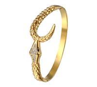 Cupimatch - Pulsera para mujer, acero inoxidable, diseño de serpiente de fantasía con diamantes brillantes de oro, regalo de Navidad, cumpleaños, San Valentín, Diamante de imitación