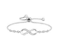 Cupimatch - Pulsera para mujer con infinita amistad: pulsera de cadena de acero inoxidable con circonita, joya ajustable con corazón infinito, regalo de hermana, cumpleaños, San Valentín, Navidad
