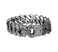 Cupimatch Pulsera vikinga pesada para hombre: brazalete de guerrero medieval de acero inoxidable con diseño de tatuaje nórdico, brazalete tribal ajustable