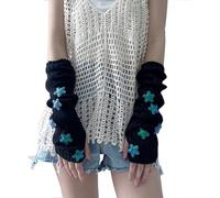 CupitiDU Calentadores de brazos con diseño de estrellas, bonitos calentadores de brazos Y2K, lindo calentador de brazo de punto para mujer, guantes largos sin dedos, calentadores de muñeca, para