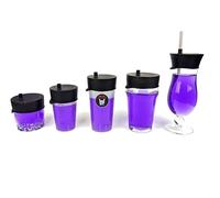 Cupote - Juego de 5 protectores antidrogas reutilizables de silicona extensible | Capota de cristal | Paja integrada | Tapa antidrogas antivuelco