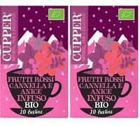 Cupper - 20 Bolsitas de Infusiones Ecológicas con Frutos Rojos, Canela y Anís - Apto para Veganos (Paquete de 2)